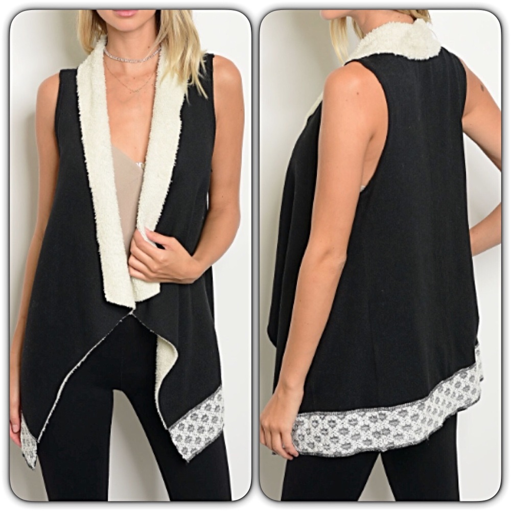 📍FLASHSALE So SOFT Shearling Vest Lace Trim SMLXL